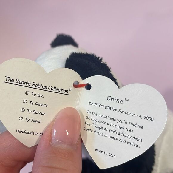 China the Panda (RETIRED) 2000 Ty Original Beanie Baby 9” long EUC NWT - Picture 7 of 9